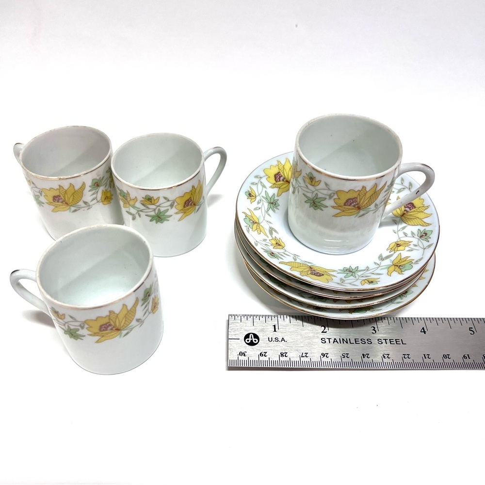 Vintage set of Demitasse cups & saucers made in China set of 4